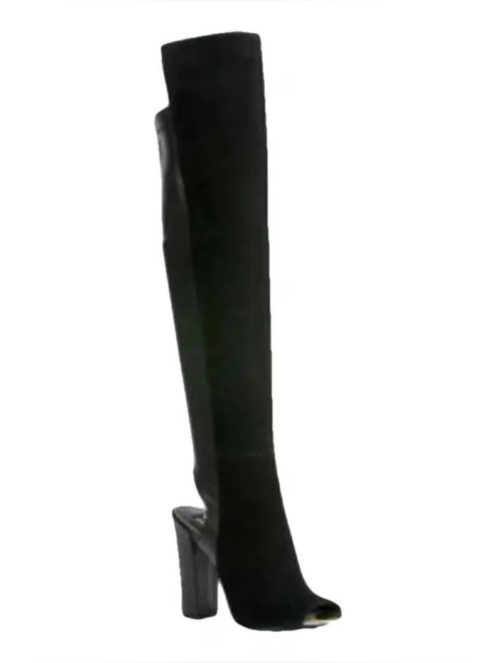 Rachel Zoe Black Suede Leather Over the Knee Open Toe Boots 9.5